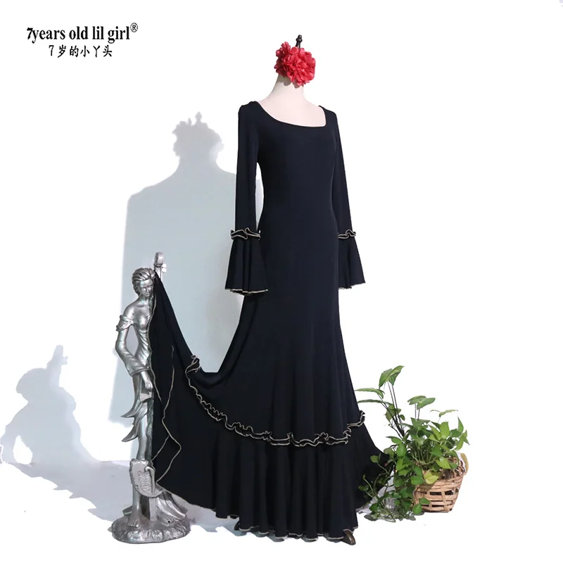 Spanish Dance Dress Flamenco Practice Skirt Wear Women EK13