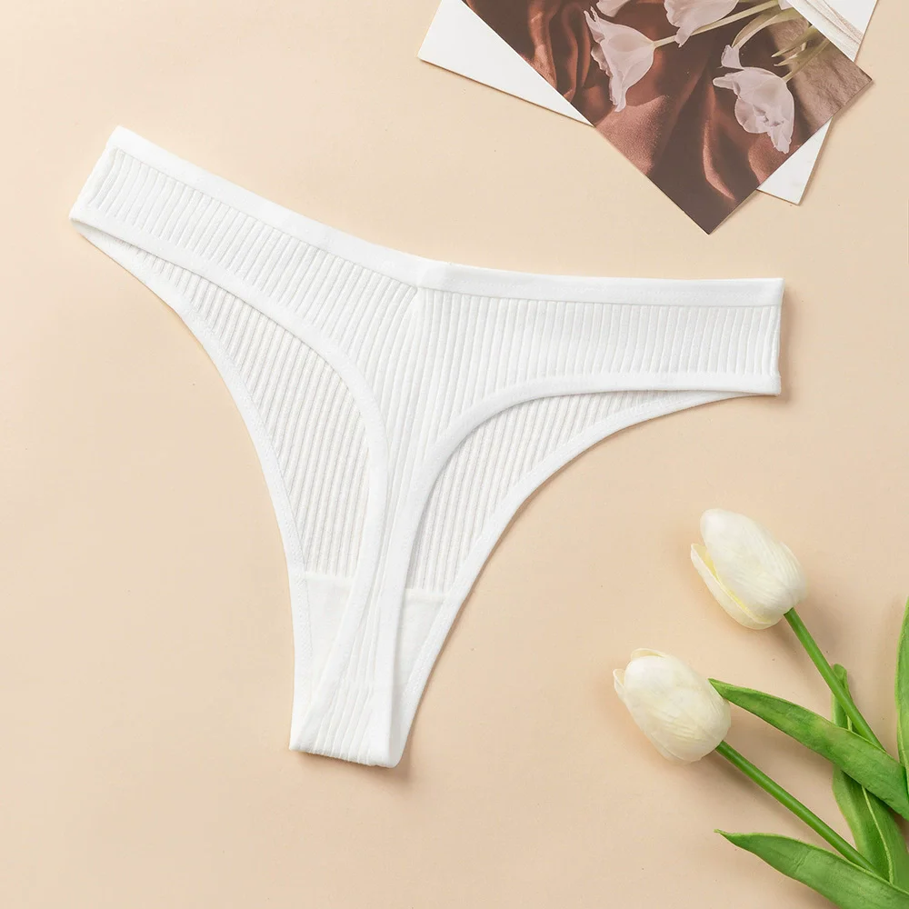 4 unids/set de bragas de algodón para mujer, ropa interior a rayas, tangas deportivas sexis, lencería suave y cómoda, Tanga con espalda en T para mujer