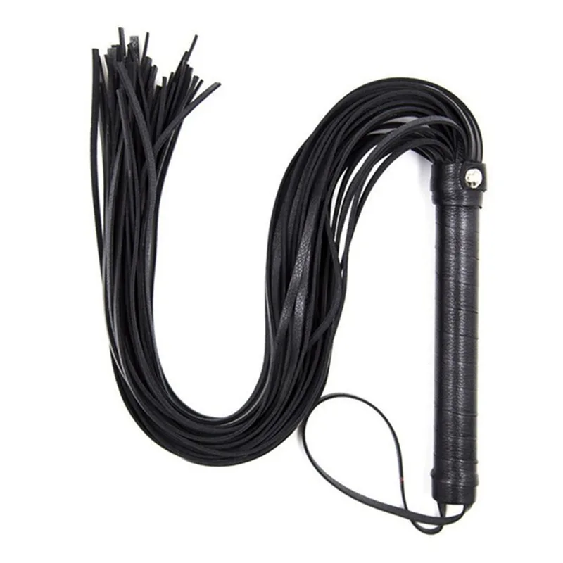 High Quality Pu Leather Pimp Whip Racing Riding Crop Party Flogger Hand Cuffs Queen Black Horse Riding Whip Sports Horsewhip