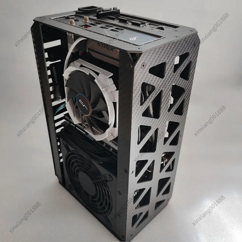 For SC1 Series Compact ITX Case Carbon Fiber Shell X47 Air Cooling X67 Heat Dissipation A4 Size Desktop Chassis Fit SFXL PSU
