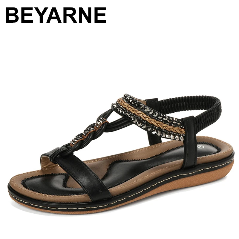 Flat Heel Comfortable Women's Sandals Soft Bot Anti-Slip Casual oes Korean round Toe Rubber Outsole