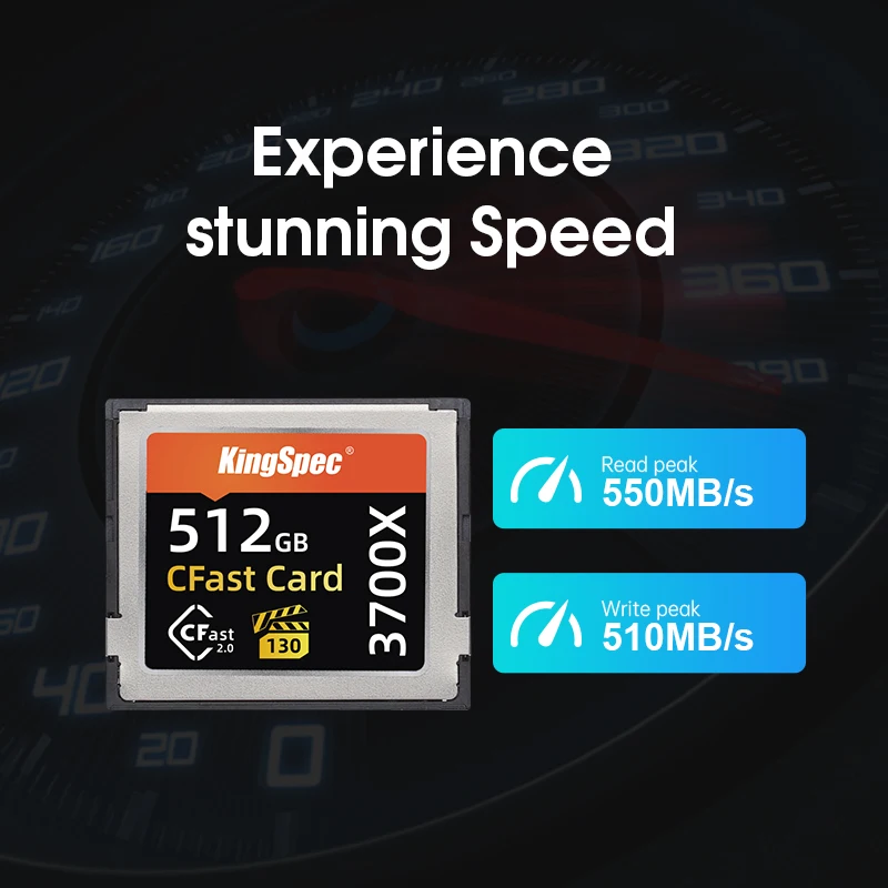 KingSpec-Carte mémoire rapide C CFast 2.0, 512 Go, 256 Go, 1 To, 525 MBumental, carte Flash, carte mémoire pour caméra vidéo Full HD 3D 4K