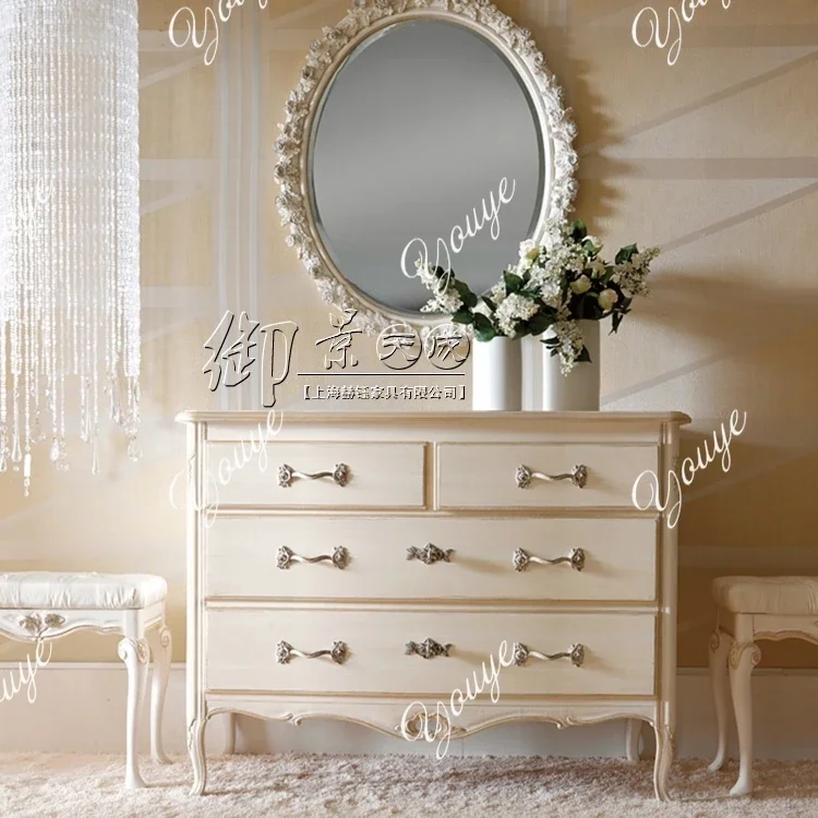 63 European Style Solid Wood Carved Chest Of Drawers Fashion Ivory White Decorative Cabinets Foyer Entrance Sideboard Shoe Cabin