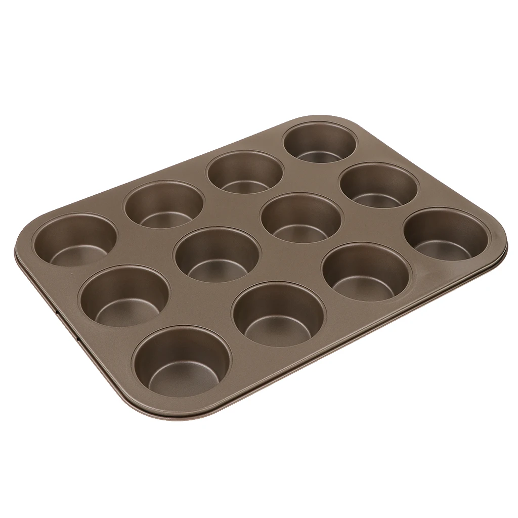 

Baking Sheet Cookie Pan Tray Cake Bakeware Carbon Steel 6/12 Cavity , 12 Holes Large Gold