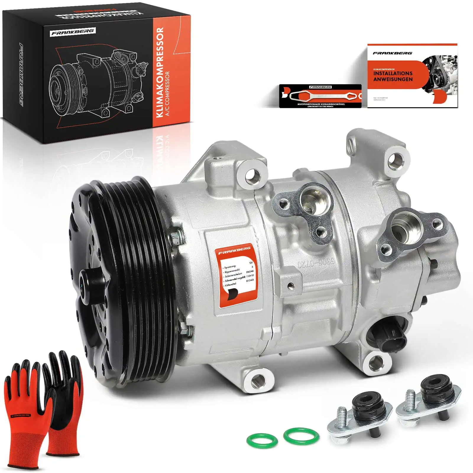 Frankberg 1x Airconditioningcompressor voor Toyota Avensis Auri Corolla 1.6L 1.8L 2003-2013 8831005080 8831068010 DCP50120 TSP0155946