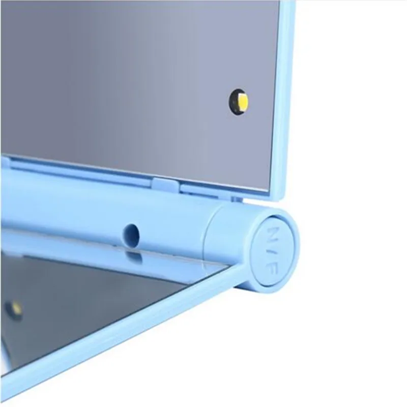 مصابيح النساء طوي ماكياج المرايا 1 قطعة 8 LED أضواء سيدة التجميل اليد للطي المحمولة المدمجة جيب مرآة #3