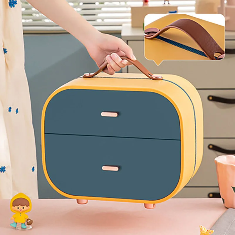 Hair Accessories Storage Box Girl Baby Rubber Band Headdress Desktop Finishing Storage with Handle Children\'s Cute Jewelry Case