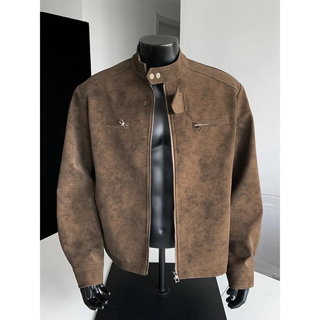 American Retro PU Leather Stand-up Collar Motorcycle Men's Loose Casual Versatile Jacket