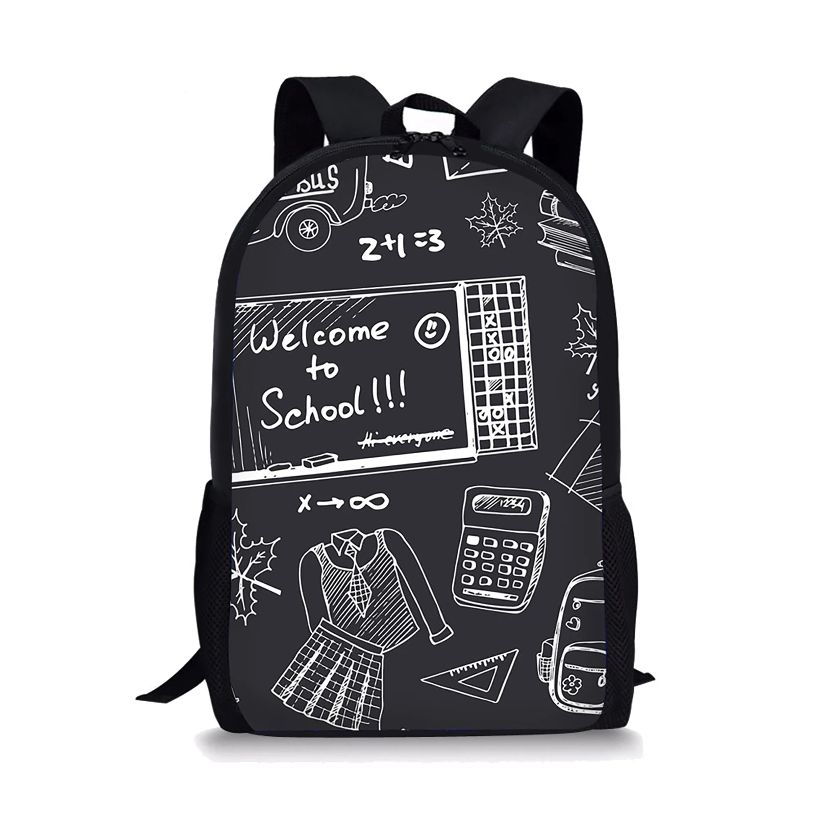 Mochila de grande capacidade com padrão de matemática para crianças, mochilas escolares para adolescentes, bolsa para meninos e meninas, bolsa de viagem para crianças