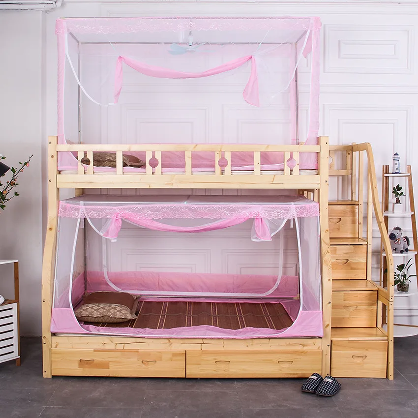 Upper and Lower Mother Bed Curtain, Integrated Bookshelf High and Low Child Bed, Double Mosquito Net, Home