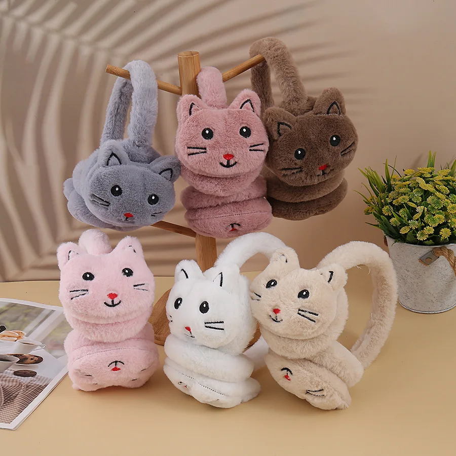 

Direct Sale from Manufacturer: Korean Autumn/Winter Style Faux Fur Headphones, Warm Earmuffs with Cute Cartoon Design for Cold P
