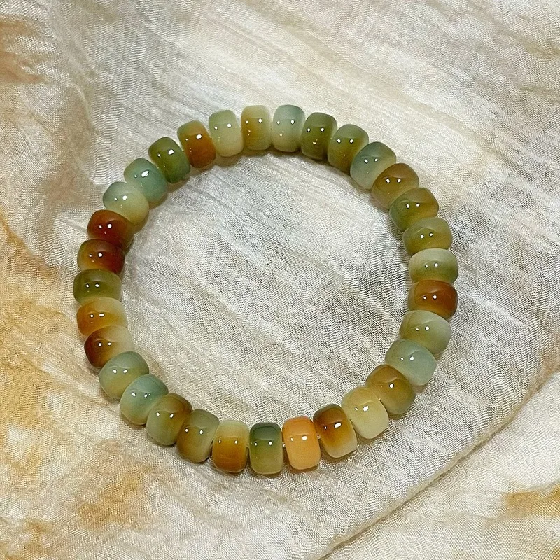 Charcoal Burned Dunhuang Tablet Bead Bodhi Bracelet Single Loop Playable Prayer Bracelet for Luck Gifts