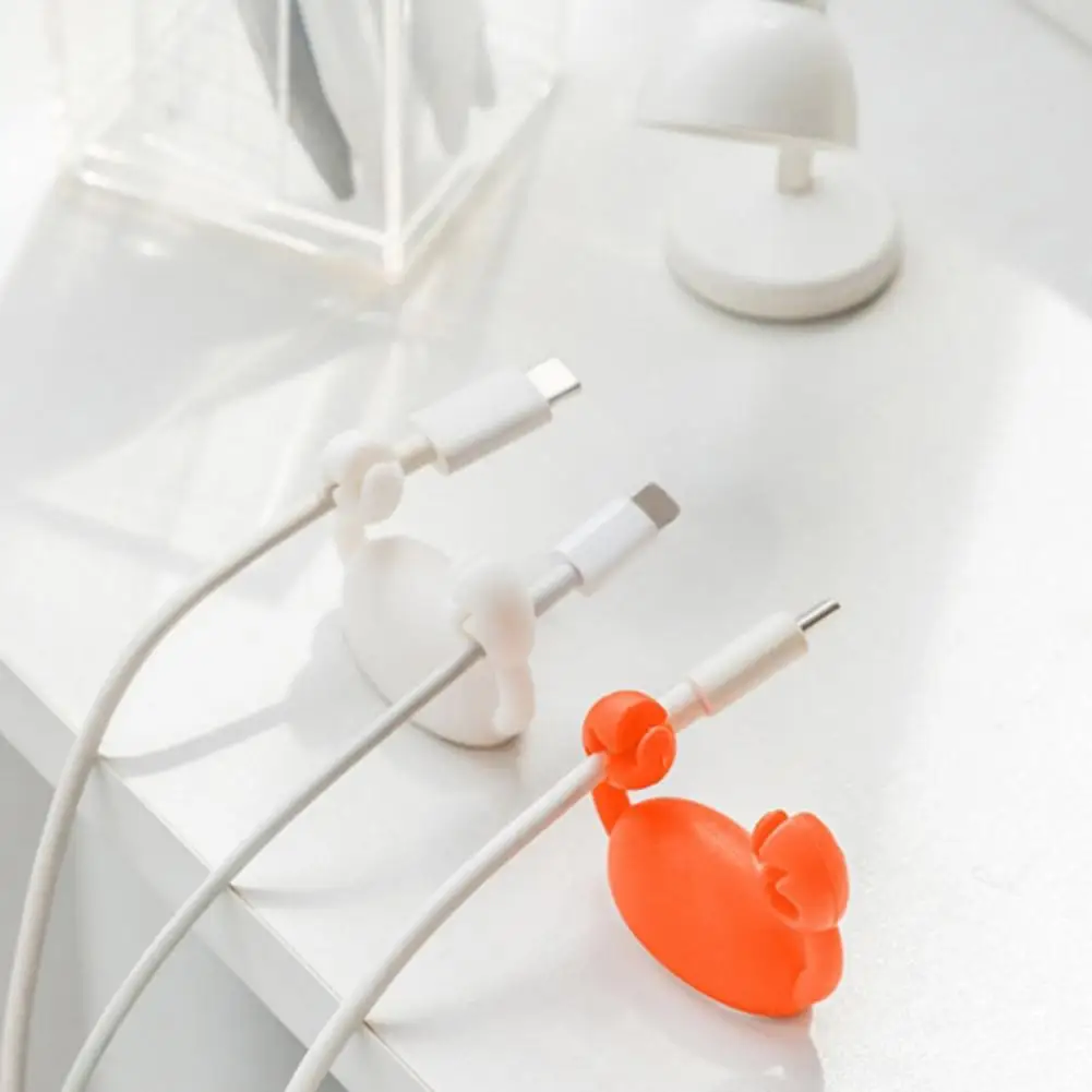 귀여운 만화 게 케이블 정리함 클립, 홈 오피스 책상용 정리정돈 접착 코드, 휴대폰용 정리함 거치대