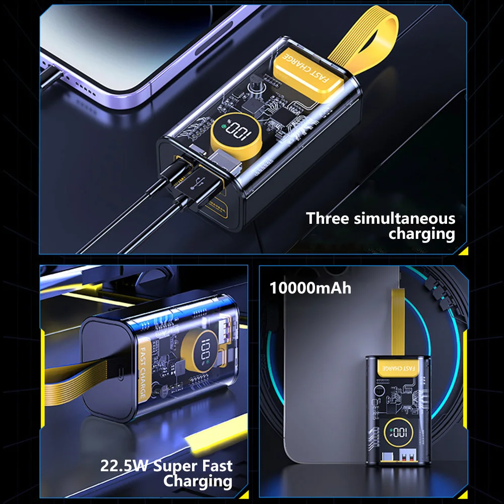 18650/21500 Etui do ładowarki baterii DIY Transparent Power Bank Shell PD22.5W Szybkie ładowanie 10000mAh Mobile Power Supply Obudowa