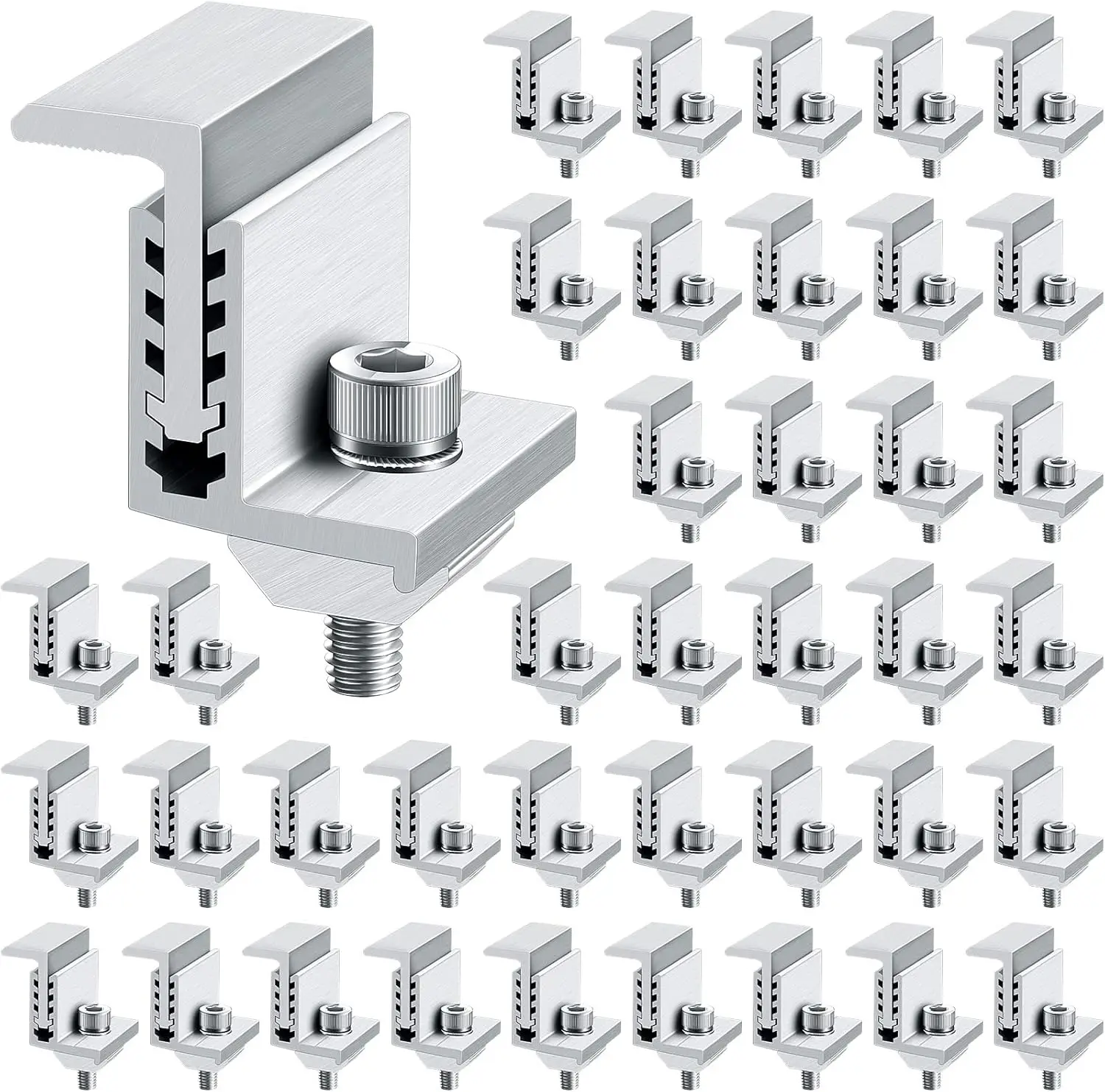 

Набор из 40 крепежных зажимов для солнечных панелей, регулируемые Z-образные кронштейны и средние зажимы для установки фотоэлектрических систем