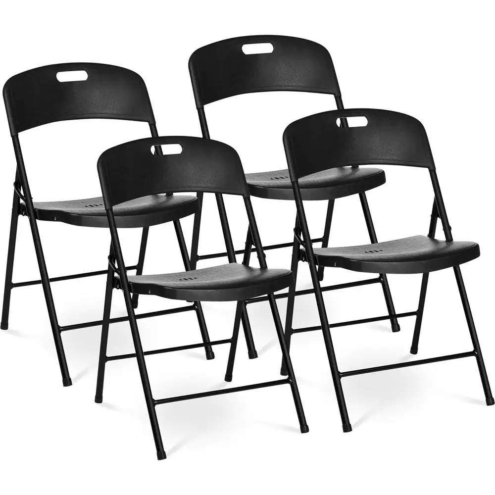 Stackable Plastic Commercial Chairs for Indoor Outdoor Use, Suitable for Office, Wedding, Party, Picnic, Kitchen Dining (Black,