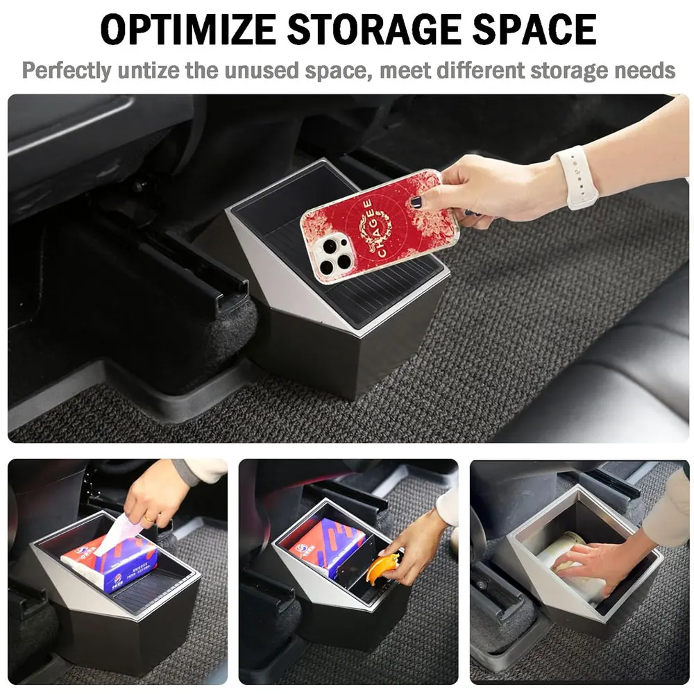 For Model Y Rear Center Console Organizer Backseat Storage Box 2nd Row Storage Tissue Bin Removable Trash Can Backseat Organizer