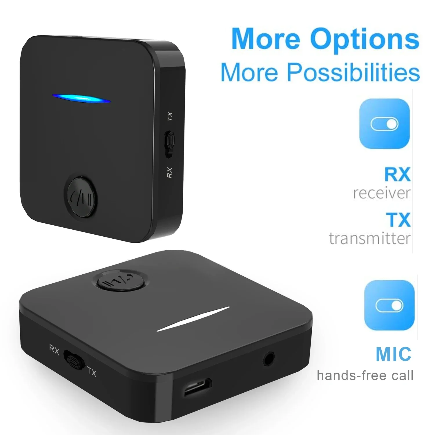 Bluetooth 5.0 Receiver Transmitter 3.5mm Aux Jack Stereo Handsfree Audio Music Wireless Adapter With Mic For Car PC TV Headphone