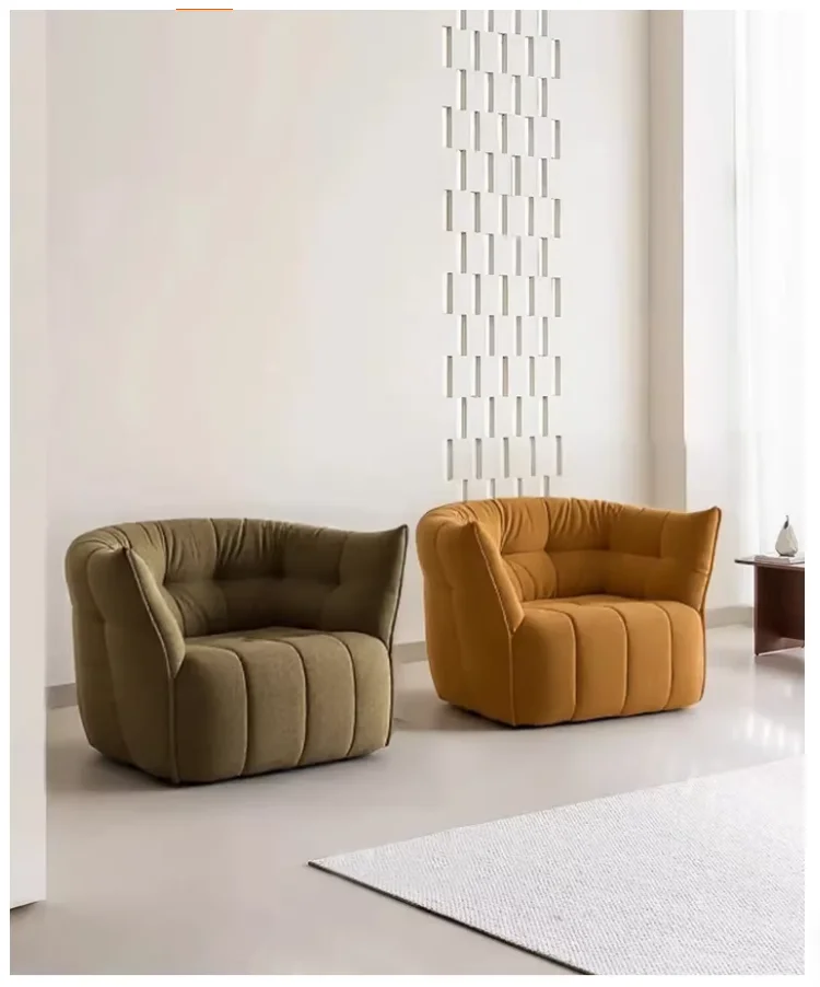 #@ Cream-Style Lazy Sofa Chair Reclining Sleepable Dumpling Pumpkin Chair Upholstered Single Sofa Living Room Furniture Sofa