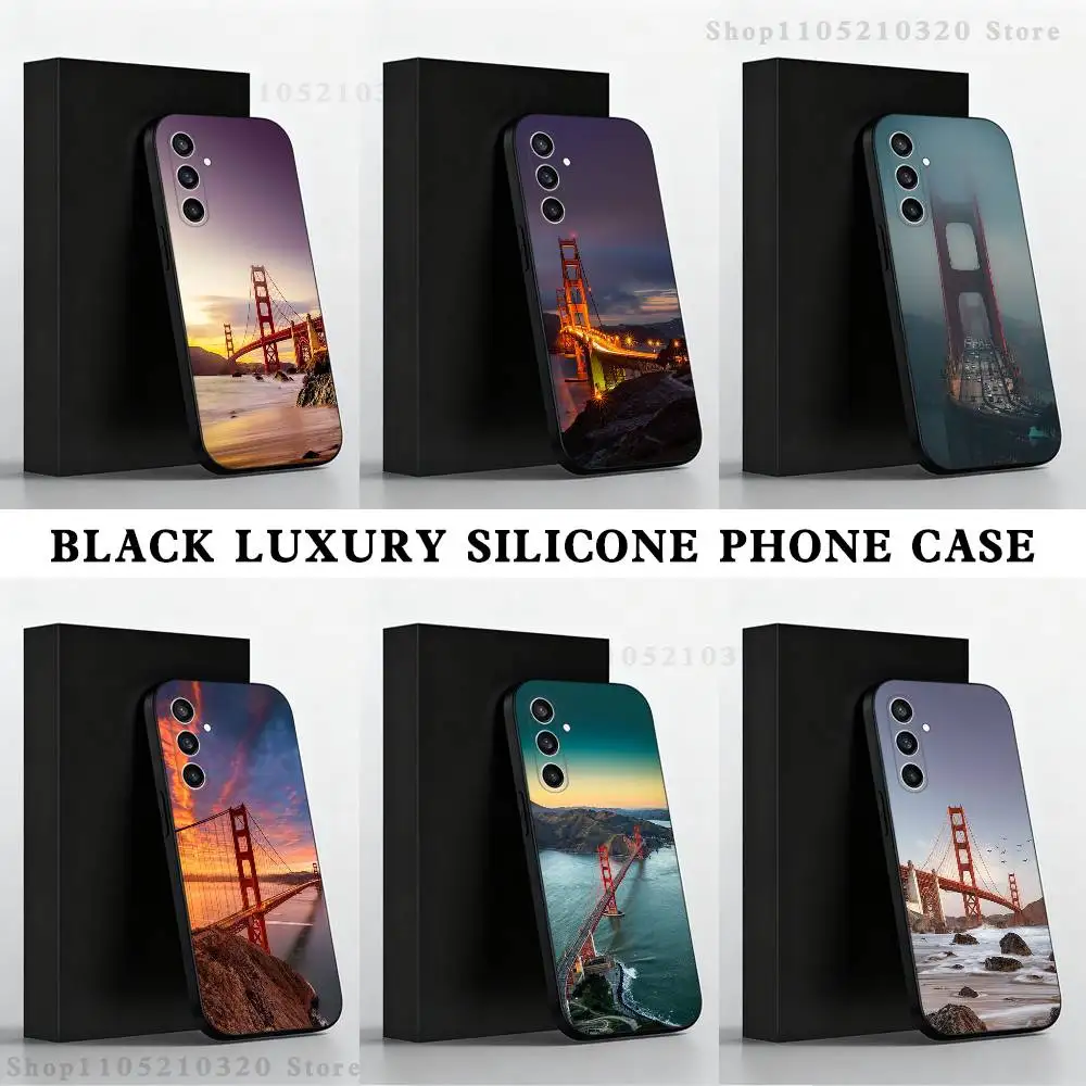 

USA Golden Gate Bridge Phone Case For Samsung S25,S24,S23,S22,S21,S20,S10,Ultra,Plus,Lite,FE,Soft Silicone Black Cover