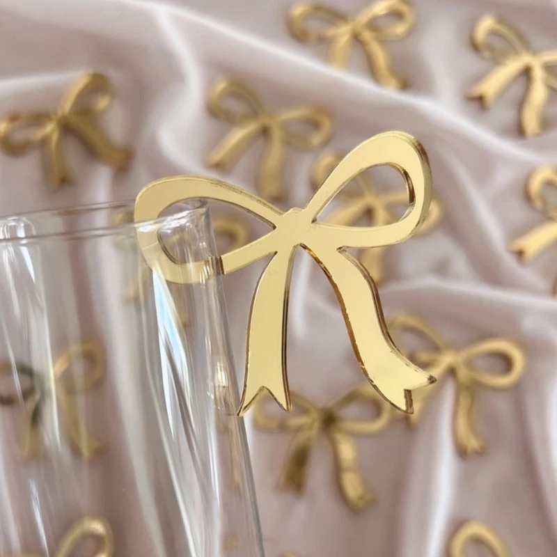 

Acrylic Bow Bar Banquet Wine Glass Card Insertion Party Wine Glass Decoration Card Wedding Champagne Glass Decoration