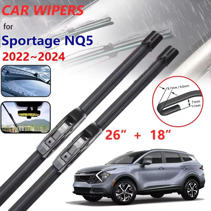 

2x For Kia Sportage NQ5 5 2022 2023 2024 Car Wipers Blade Cutter Boneless Frameless Windscreen Windshield Rubber Car Accessories