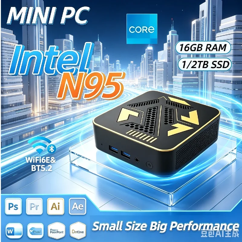 Premium Mini PC Intel Core N95, 16GB RAM, 1TB M.2 NVMe SSD, WiFi 6, 4K Output, High Speed Desktop Computer for Gaming & Office