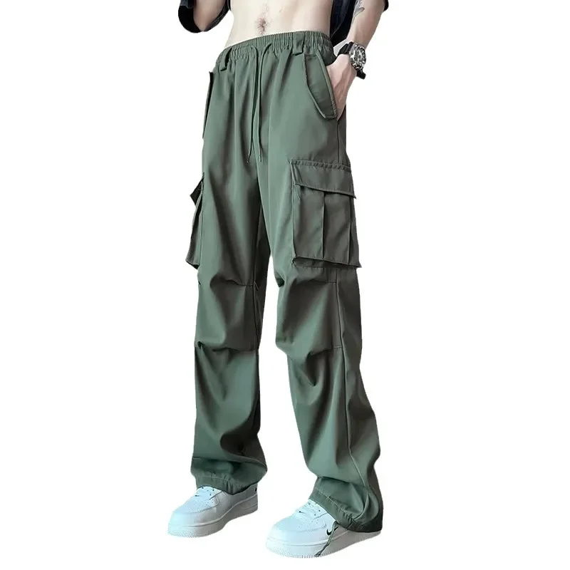 

Корейские брюки-карго, мужские широкие брюки большого размера, мужская уличная одежда в стиле хип-хоп, повседневный японский карманный стиль Tide M-5XL
