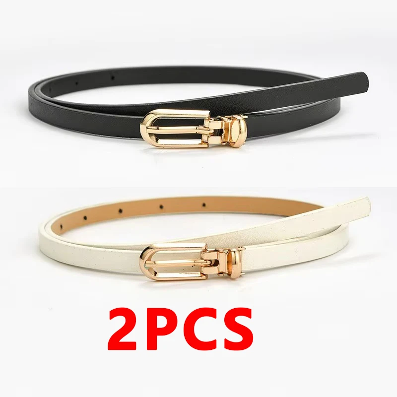 Women's Simple Solid Color PU Leather Thin Belt