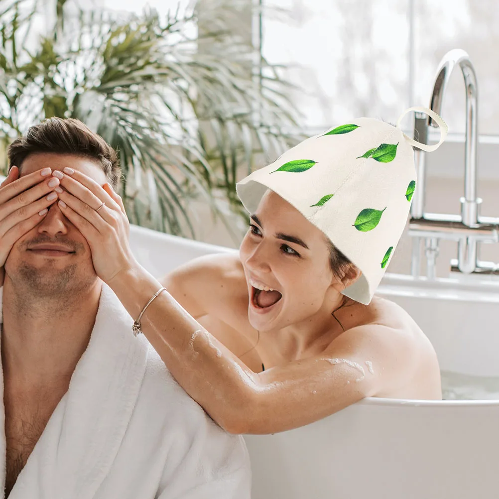 

2pcs Sauna Hat Felt Bathing Hats Women Large Shower Caps Waterproof Sauna Accessories Hair Protecting Leaf Snowflake Design Fits