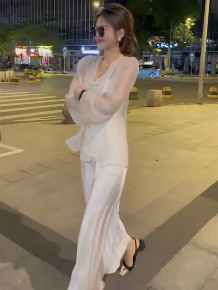 New 2023 Summer Faion Retro Chinese Sle irt with Pleats V-Ne Button Design And Skirt Set for Women in Their 20s And 30s
