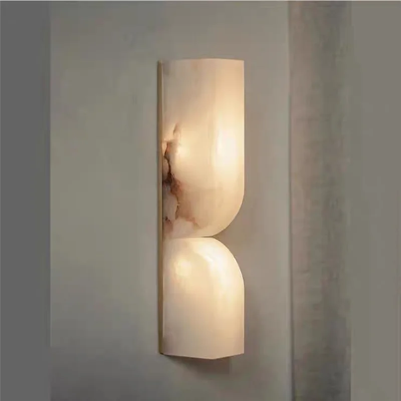 A25F-Art Deco Design Style Wall Lamp LED Light Fixtures For Living Room, Bedroom, Aisle, Restaurant Natural Marble Base