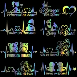 Heart Beat Princess Baby Kids on Board Series Car Stickers Styling Body Window Warning Sign Child Vinyl Decals