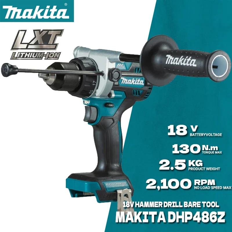 MAKITA DHP486Z Cordless Hammer Driver Drill Variable Speed 18V Brushless Motor High Torque Heavy Duty Driver Power Tools DHP486