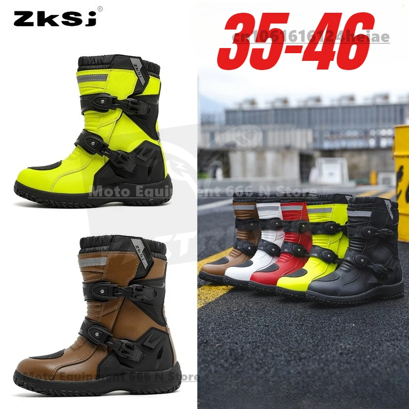 

Motorcycle Riding Boot Men‘s Mid-Calf Ankle Protective Shoes Moto Motorbike Equipment Motocross Racing Long Boots Women