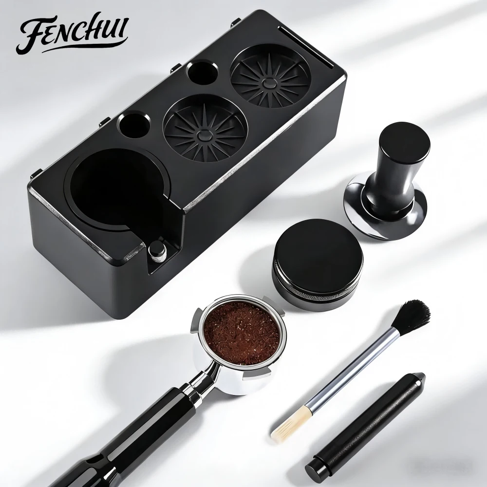 

FENCHUI Coffee Tamping Station 51/54/58mm Portafilter Holder Stand Mat For Breville Delonghi Espresso Accessories Barista Tools