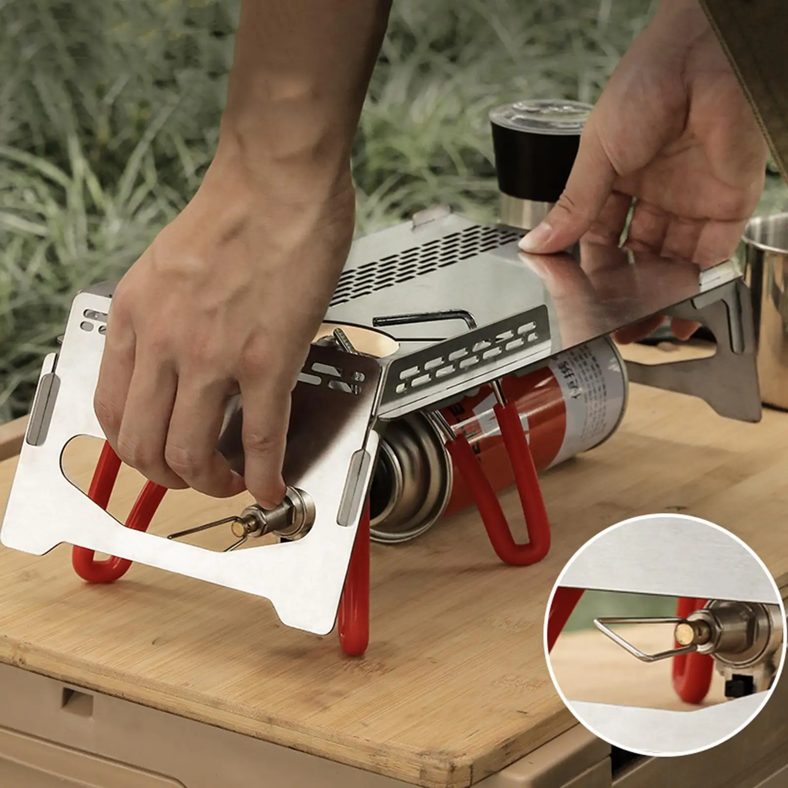 

Stainless Steel Camping Stove Table Portable Camping Hiking Stove Holder Backpacking Stove Accessories