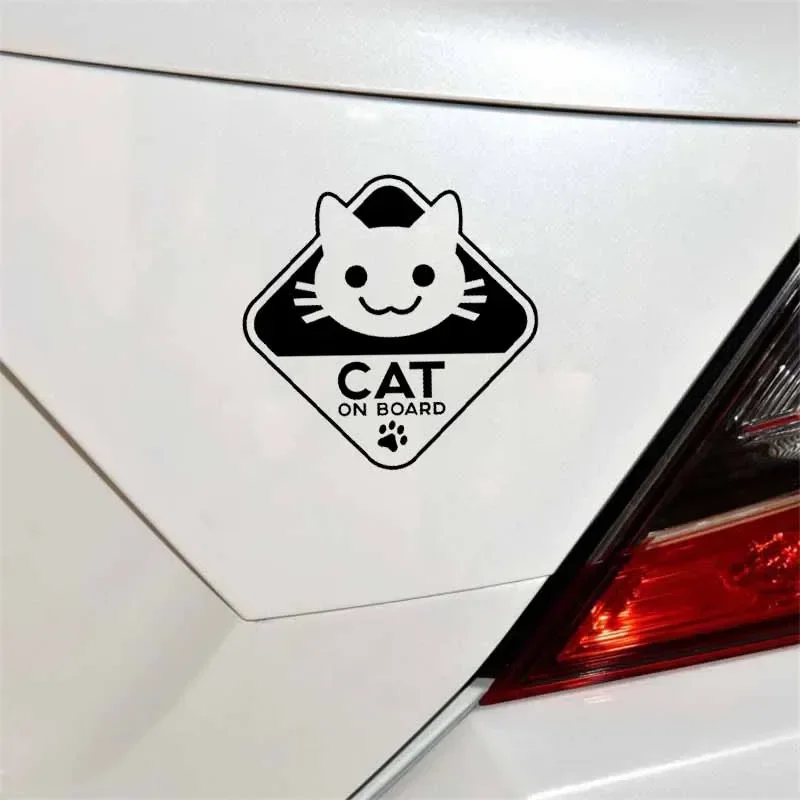Funny CAT ON BOARD Vinyl Decal 16x16cm Black Silver Car Stickers Waterproof Auto Bumper Window Exterior Decor