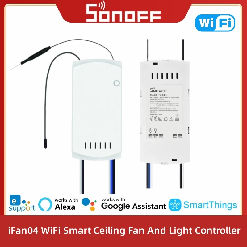 

SONOFF iFan04 Intelligent Ceiling Fan with Light 433MHz RF Remote Control Timer&Schedule Function Support Alexa Google Home