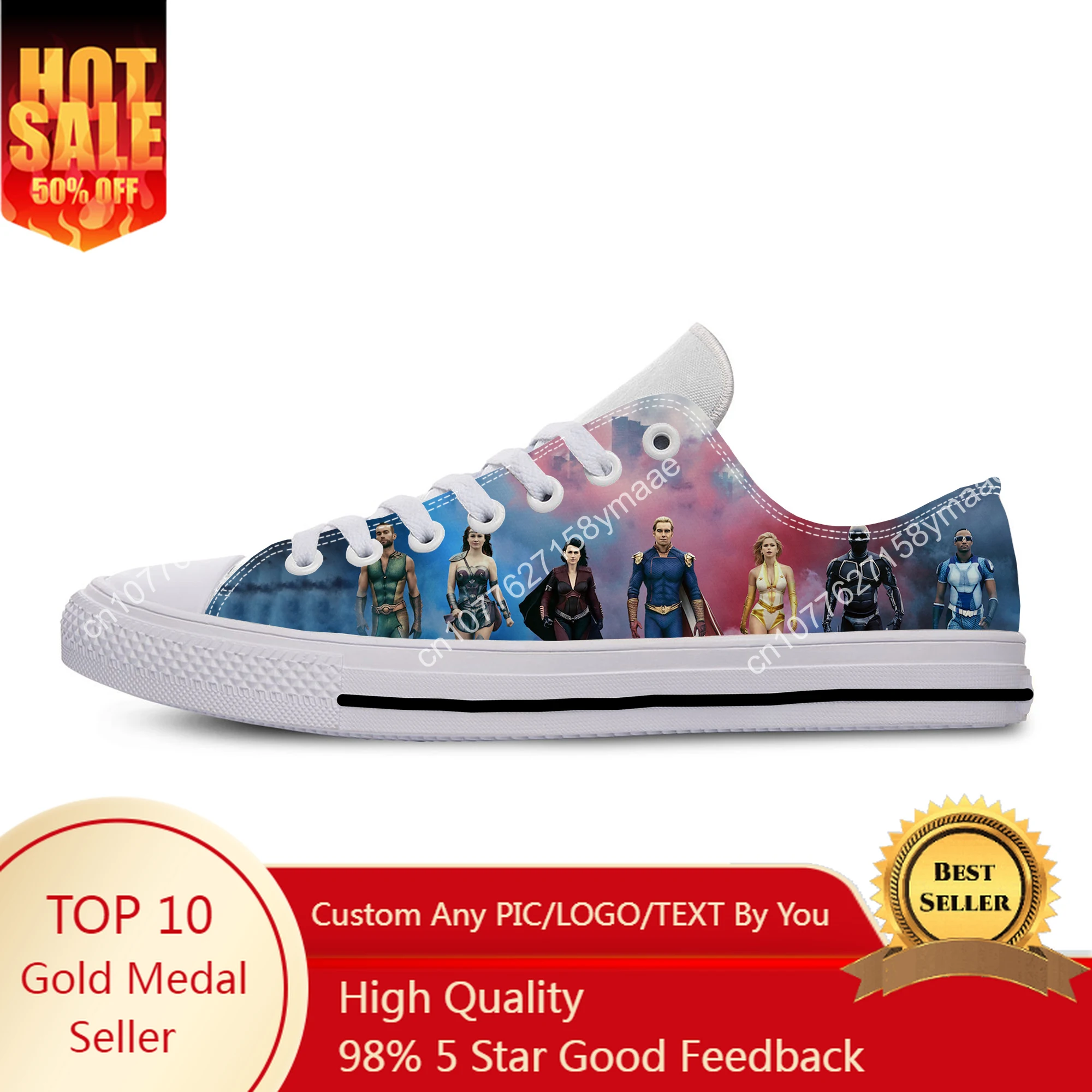 

The Boys TV Show Cartoon Anime Funny Fashion Cool Casual Cloth Shoes Low Top Lightweight Breathable 3D Print Men Women Sneakers