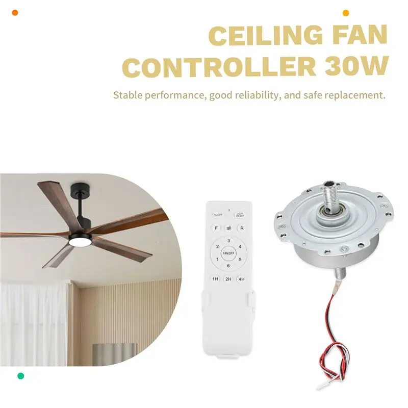 AT41 Universal Ceiling Fan Remote Control Kit With 7508 Motor 6-Speed Timing Function DC24V 30W Replacement Remote