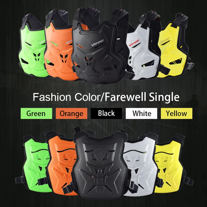 Vemar Men Motorcycle Body Armor Vest Moto Jacket Motocross Vest Off-Road Protective Gear Back Chest Protector Adjustable Buckle