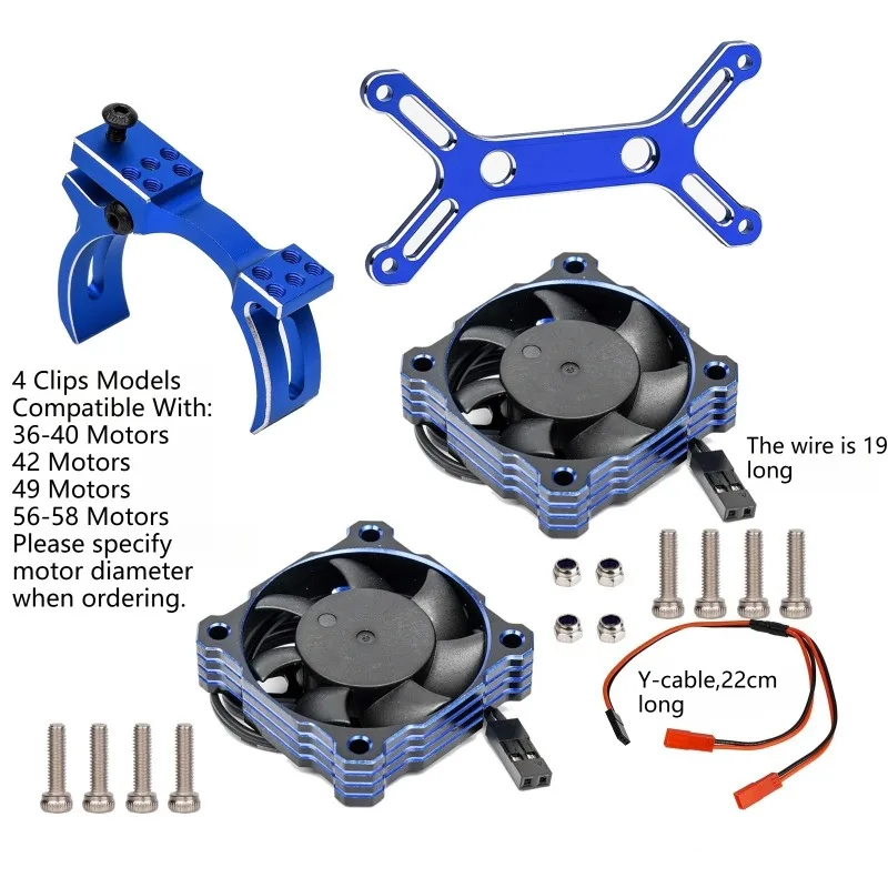 36-58mm Dual Metal Fan Cooling System / Bracket Upgrade Part for ARRMA Mojave/Kraton/Typhon TLR RC Cars Aluminum Alloy Heat Sink