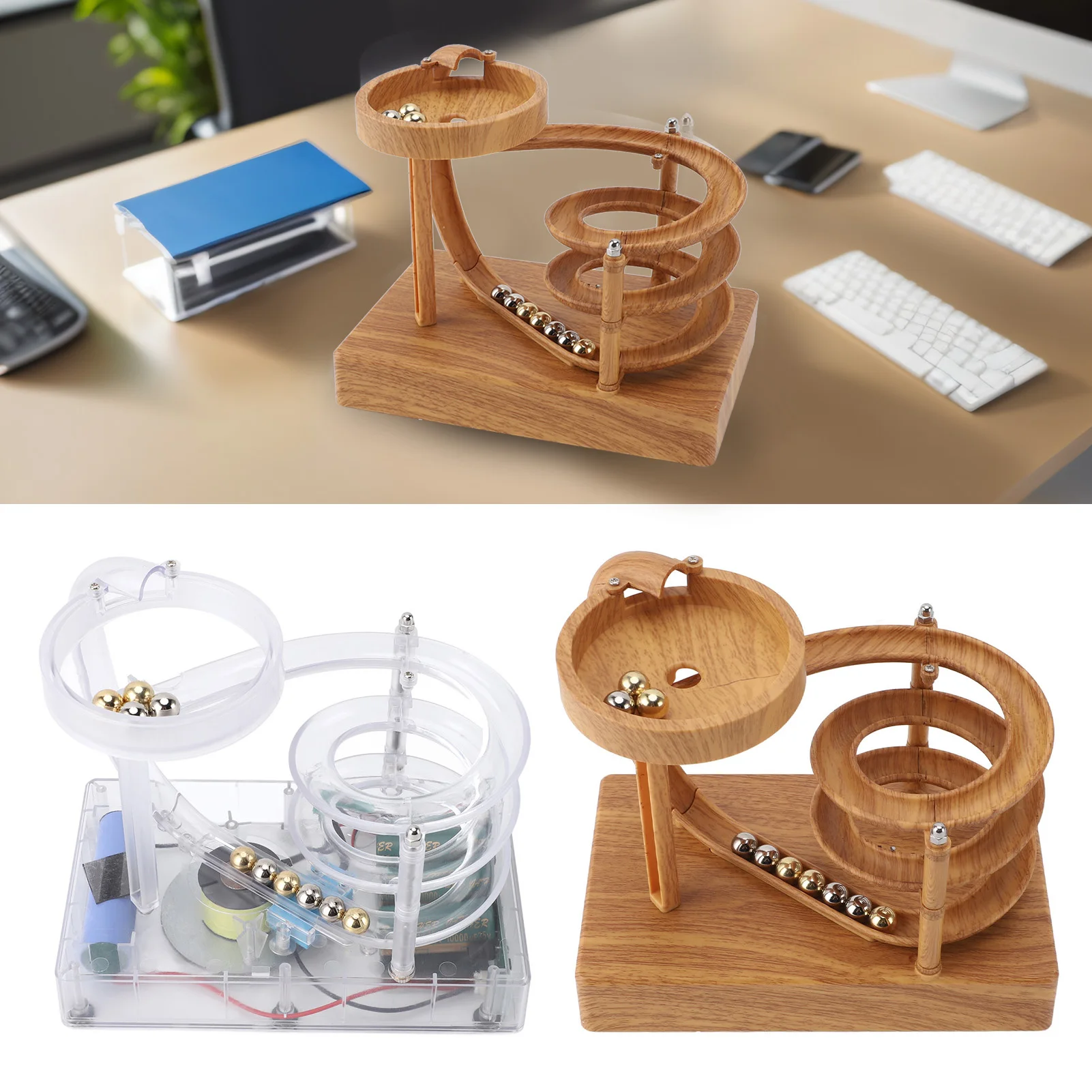 

Kinetic Art Perpetual Motion Machine Ornament Desk Non Stop Rolling Ball Toy Science Physics Gadget Desktop Decoration