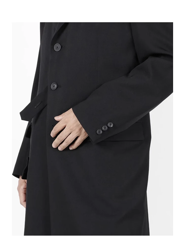 سترة كلاسيكية من FANTASTION سترة متوسطة الطول بياقة قلابة وتصميم واحد الصدر معطف واق من المطر سترة معطف غير رسمي #5