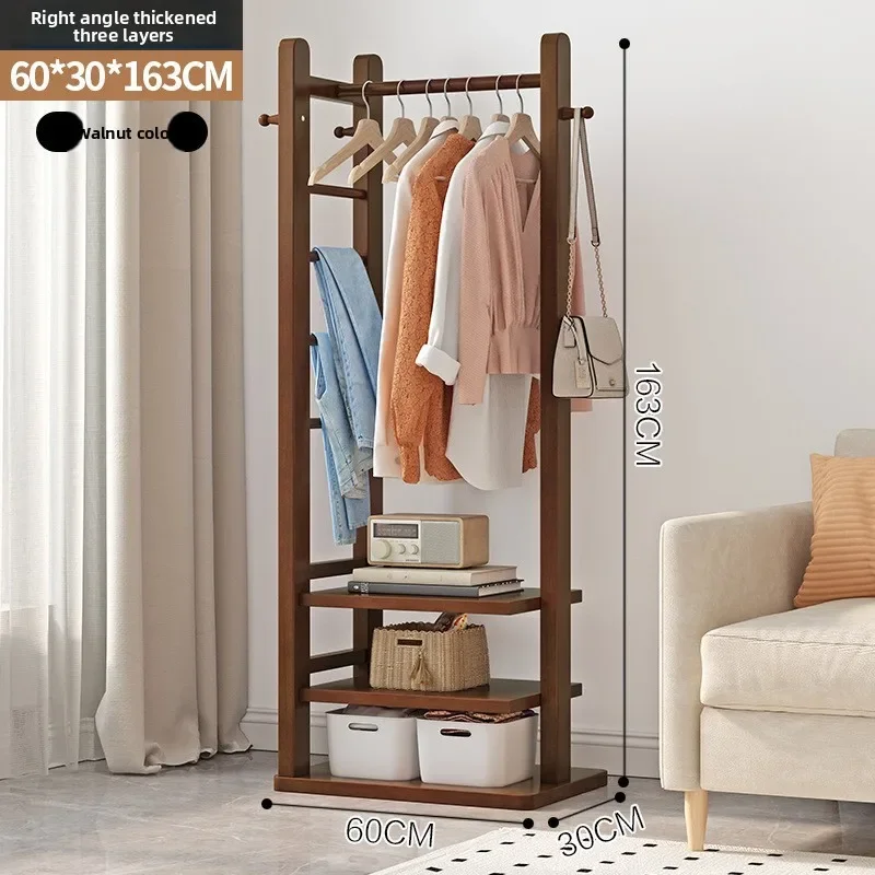 

Exquisite Multi-functional All Solid Wood Floor Hanger Walnut Multi-functional Storage Hanger Small Coat Rack