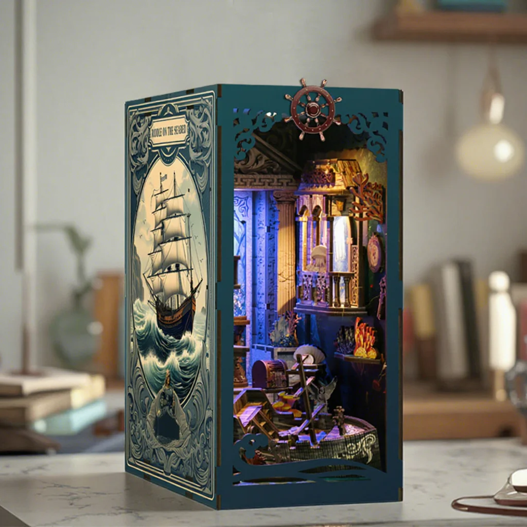 Quebra-Cabeça Ecológico de MDF 3D em Madeira com Impressão UV, Miniatura de Casa de Bonecas, Kit de Modelo DIY, Blocos de Montagem, Modelo de Construção DIY para Book Nook