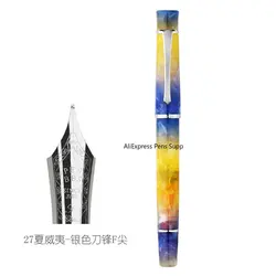 PENBBS-Caneta-tinteiro com pistão acrílico, ponta fina com caixa de presente
