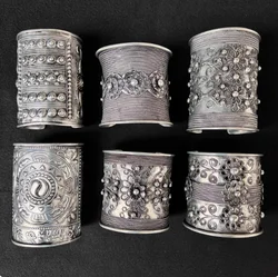 Ethnic Style Heavy Industry Carved hmong Silver Bracelet Arm Ring