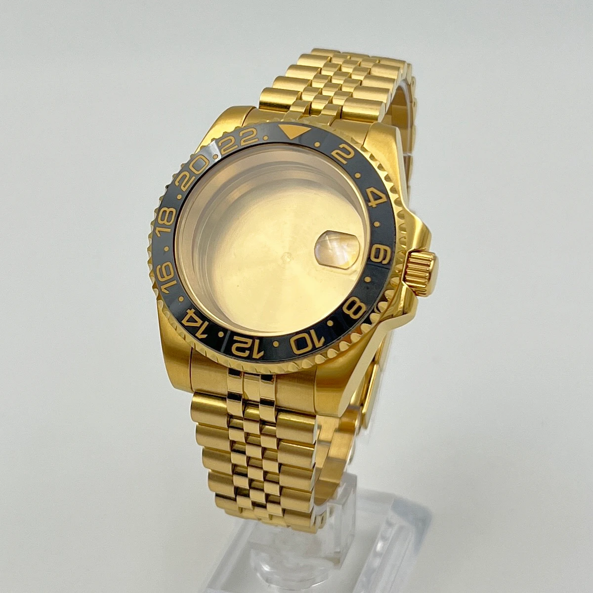 NH35 case, gold case strap accessories, gold digital GMT bezel, suitable for NH34/NH35/36, multiple strap options available